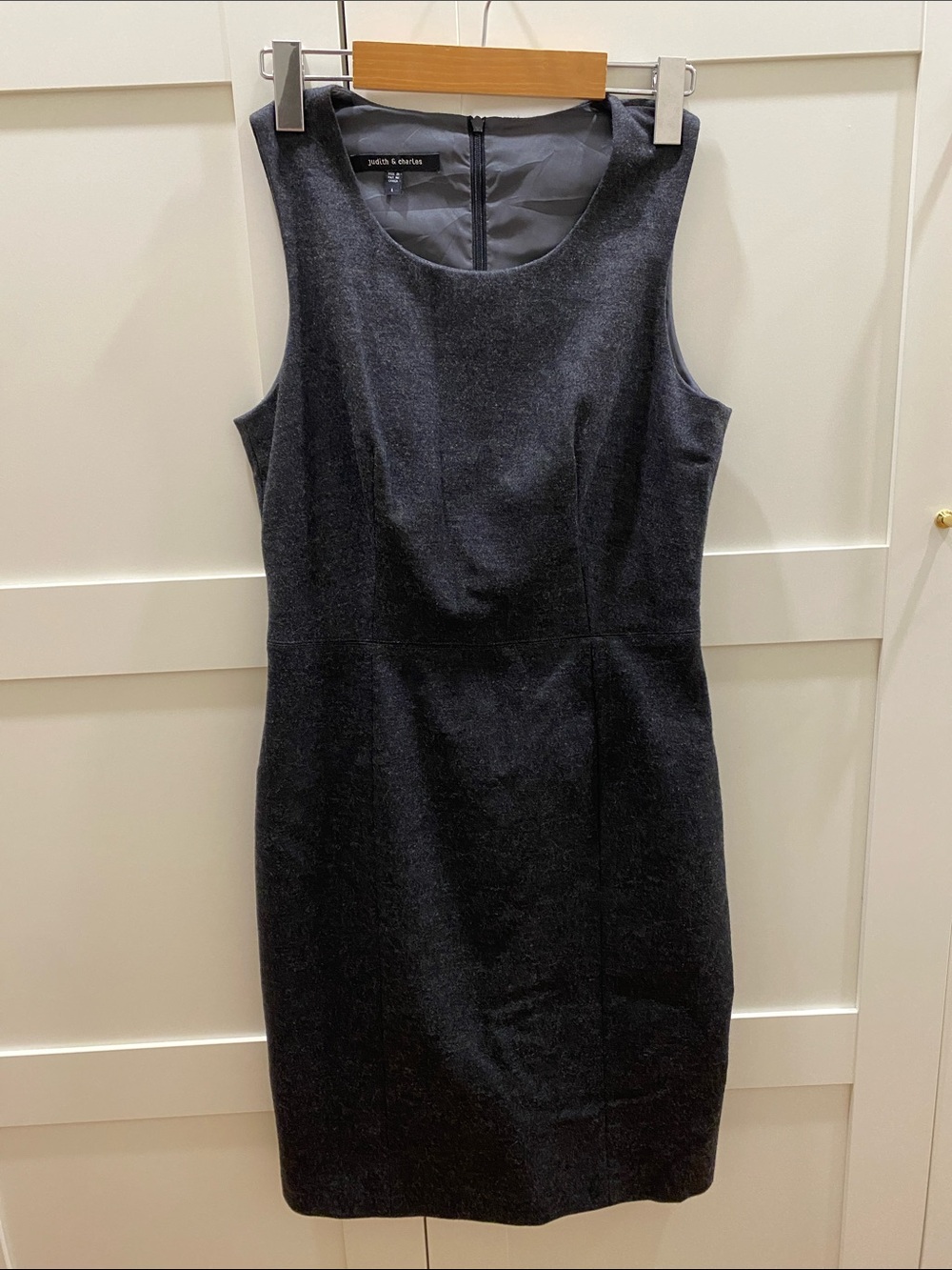 Judith & Charles charcoal wool blend sheath dress